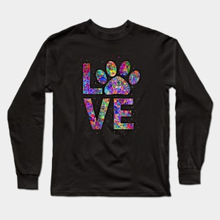 Dog lover paw icon watercolor Long Sleeve T-Shirt